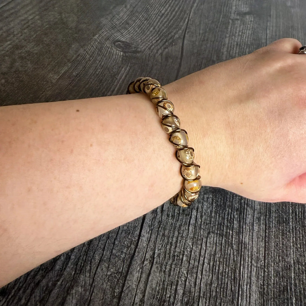 Egyptian Goddess Bracelet - Handmade, Wire - Wrapped Beaded Bracelet - Simply Rustic Jewelry