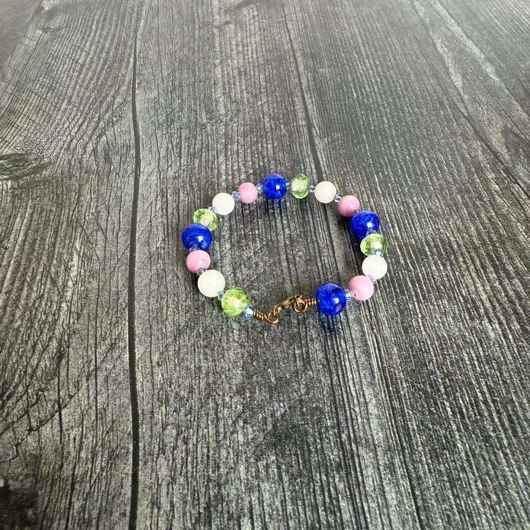 Bright Meadows Bracelet - Simple Beaded Bracelet with Aventurine, Glass, Agate and Selenite - Simply Rustic Jewelry