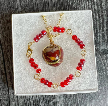 Fiery Foliage Collection -Matching Necklace and Bracelet Set - Simply Rustic Jewelry