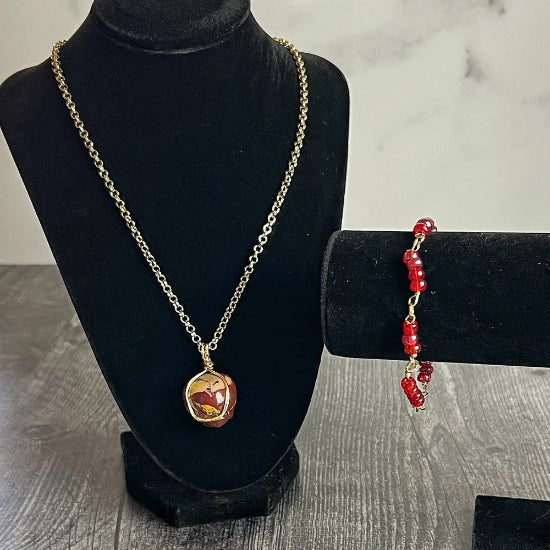 Fiery Foliage Collection -Matching Necklace and Bracelet Set - Simply Rustic Jewelry