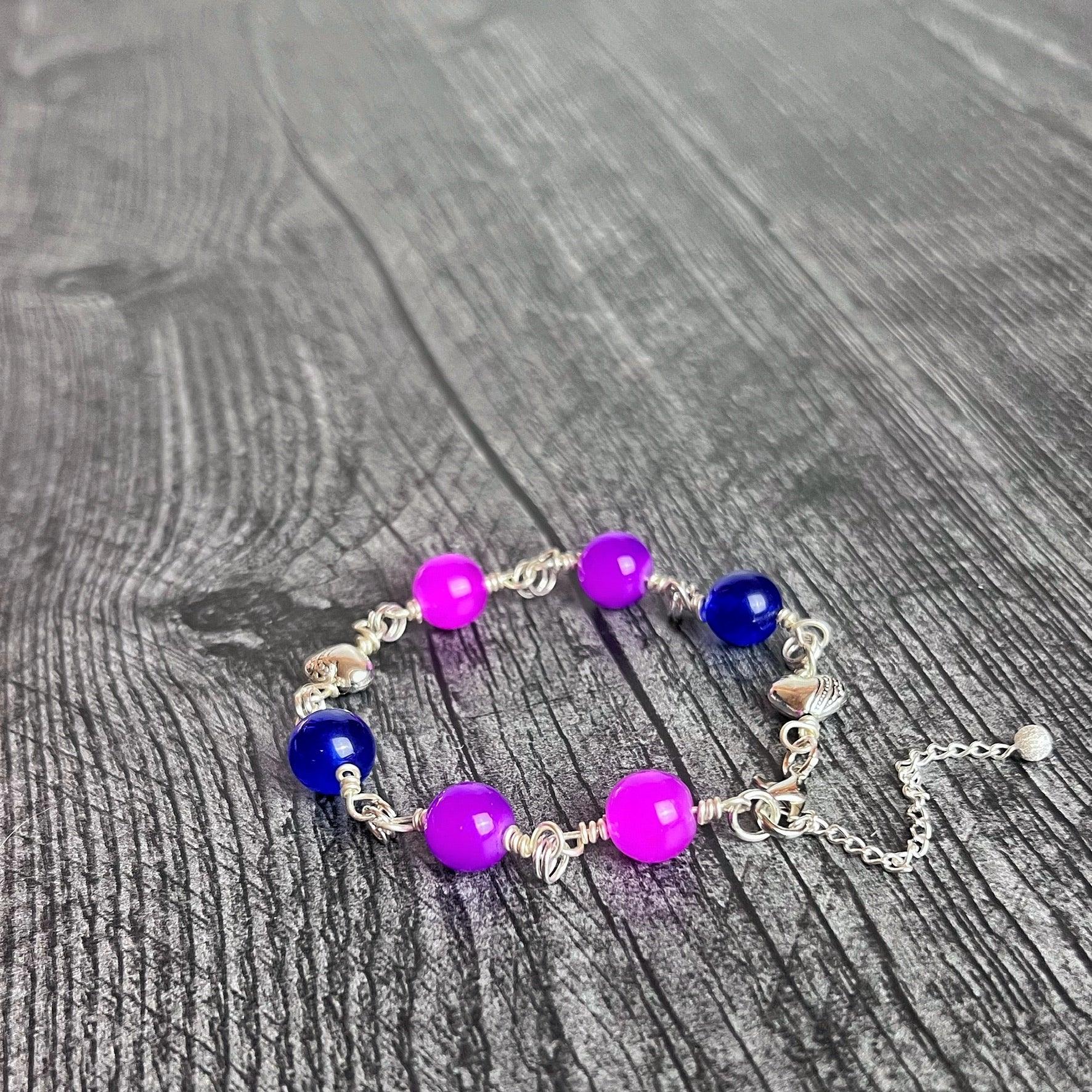 Fluid Spectrum Collection -Matching Necklace and Bracelet Set With Glass Beads - Simply Rustic Jewelry