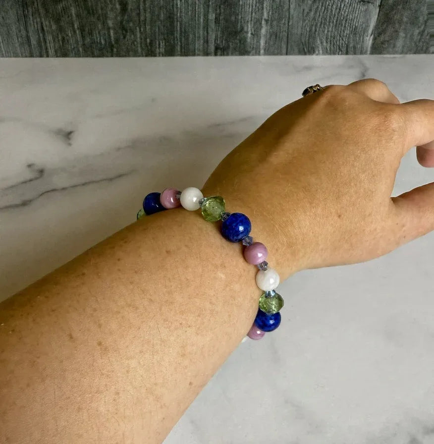 Bright Meadows Bracelet - Simple Beaded Bracelet with Aventurine, Glass, Agate and Selenite - Simply Rustic Jewelry