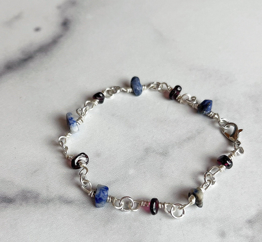 Sea Creature Bracelet -Handmade. Sodalite Link Bracelet - Simply Rustic Jewelry