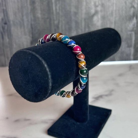 Pop of Color Collection -Matching Lapidolite Necklace and Tiger's Eye Bracelet Set - Simply Rustic Jewelry