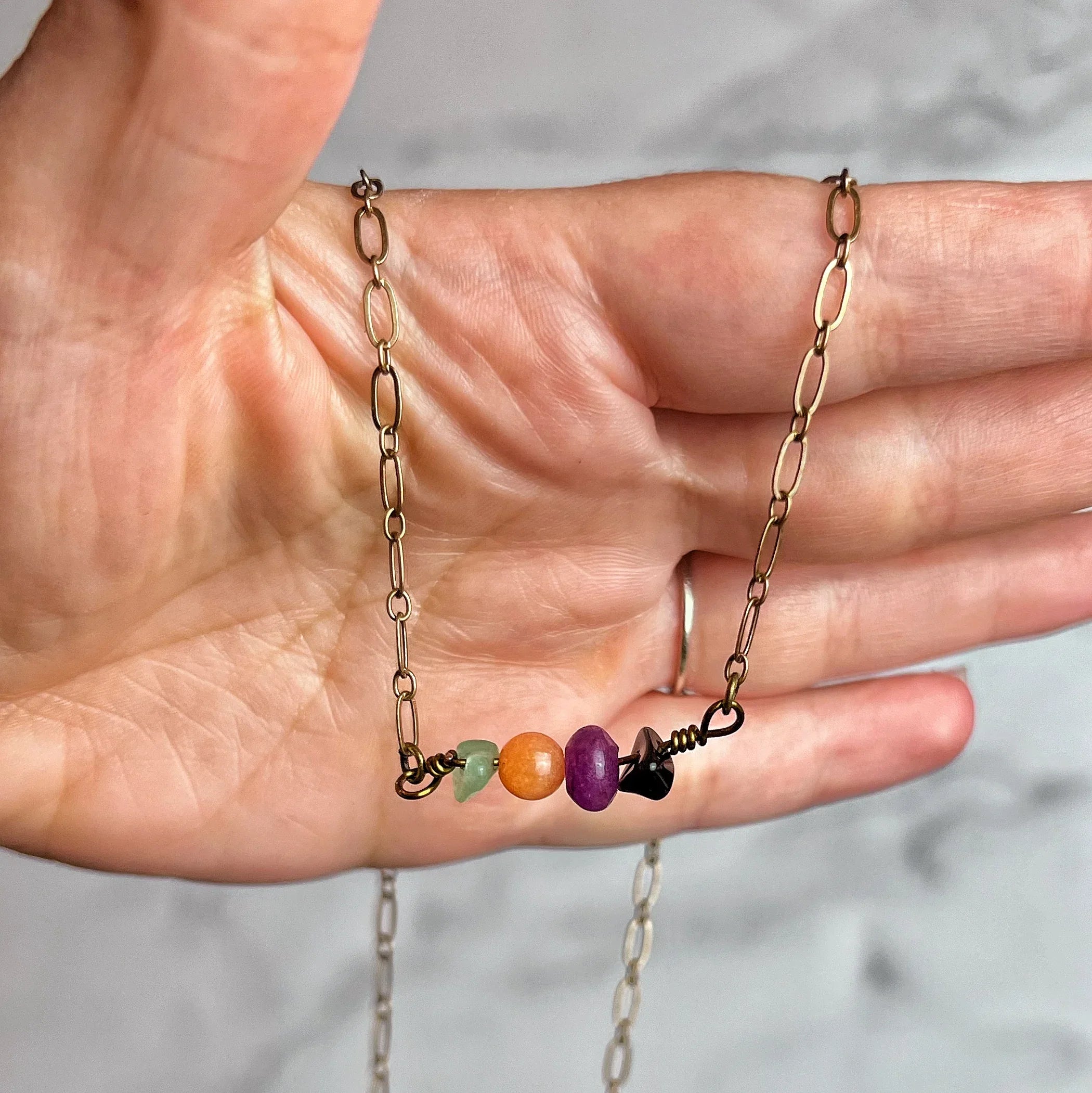 Hallows Eve Collection -Handmade Matching Beaded Bar Necklace and Link Bracelet Set -Halloween Jewelry Sets - Simply Rustic Jewelry