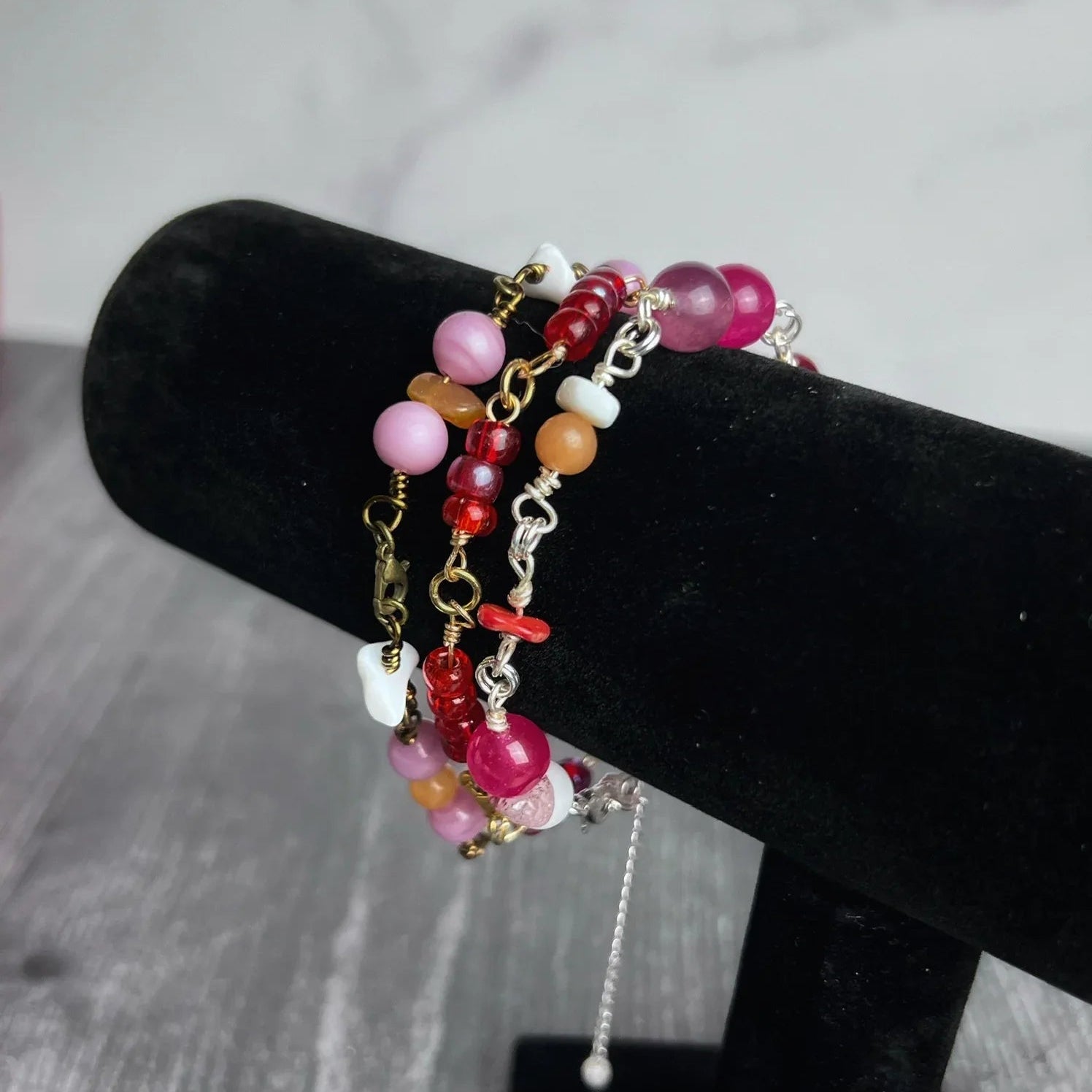 Fiery Glowing Gems Bracelet Stack - Simply Rustic Jewelry
