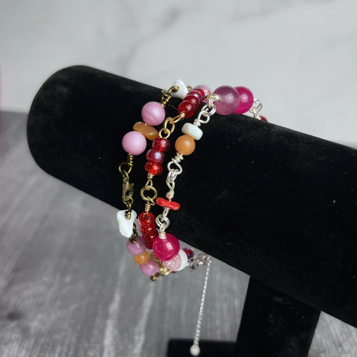 Fiery Glowing Gems Bracelet Stack - Simply Rustic Jewelry