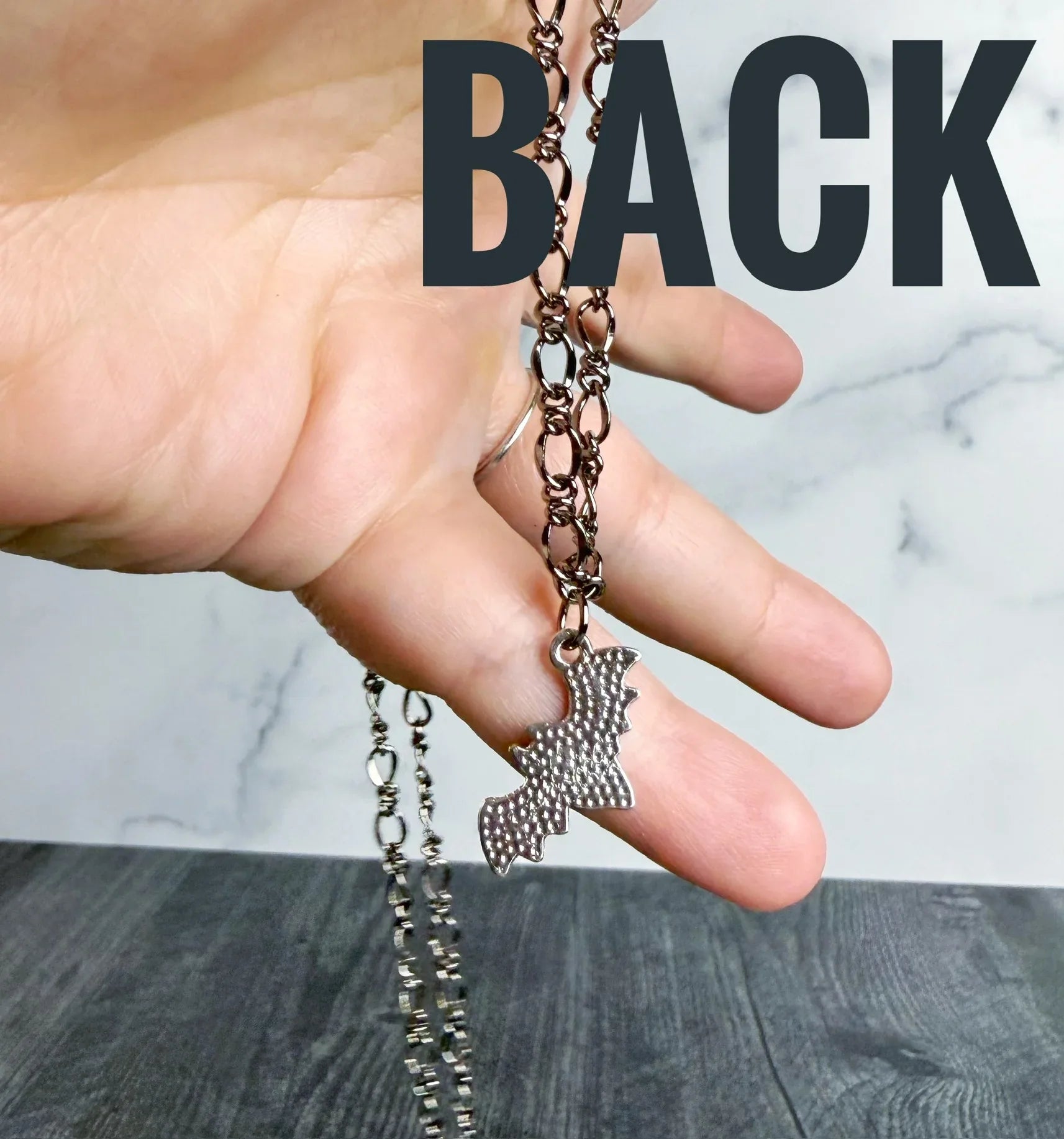 Nocturnal Whispers Necklace -Pendant necklace with Bat Charms - Simply Rustic Jewelry