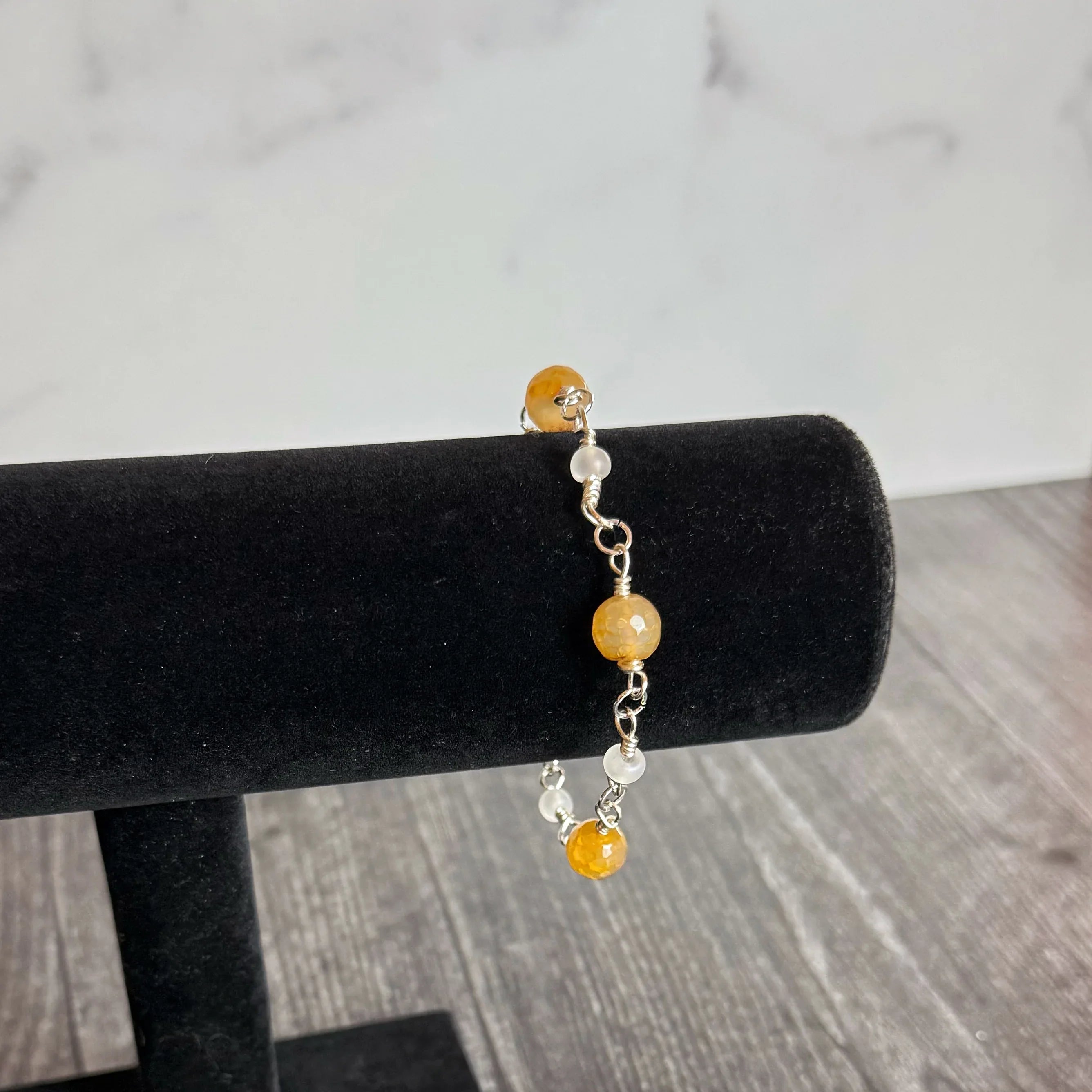 Honeydew Bracelet - Glass Beaded Link Bracelet - Simply Rustic Jewelry