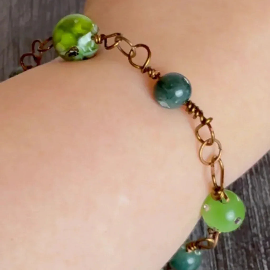 Druid's Keep Bracelet - Handmade Agate Link Bracelet - Simply Rustic Jewelry