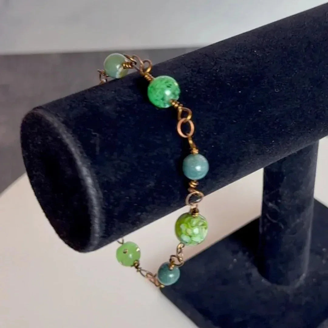 Druid's Keep Bracelet - Handmade Agate Link Bracelet - Simply Rustic Jewelry