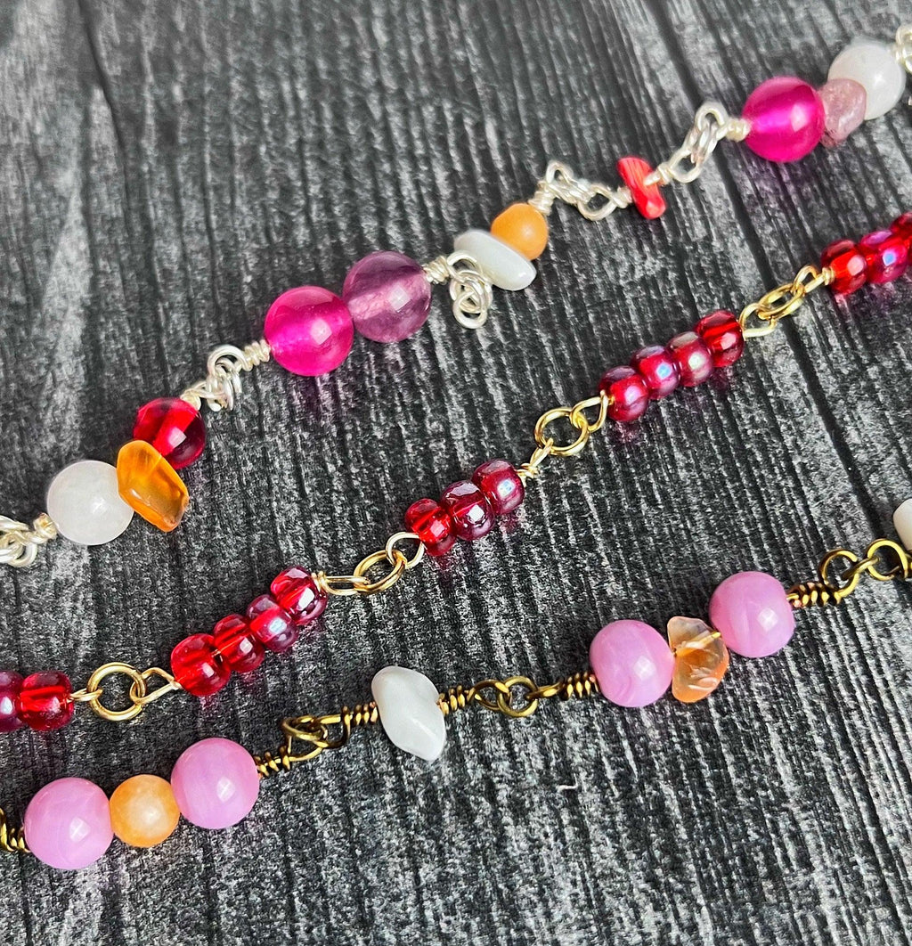 Fiery Glowing Gems Bracelet Stack - Simply Rustic Jewelry
