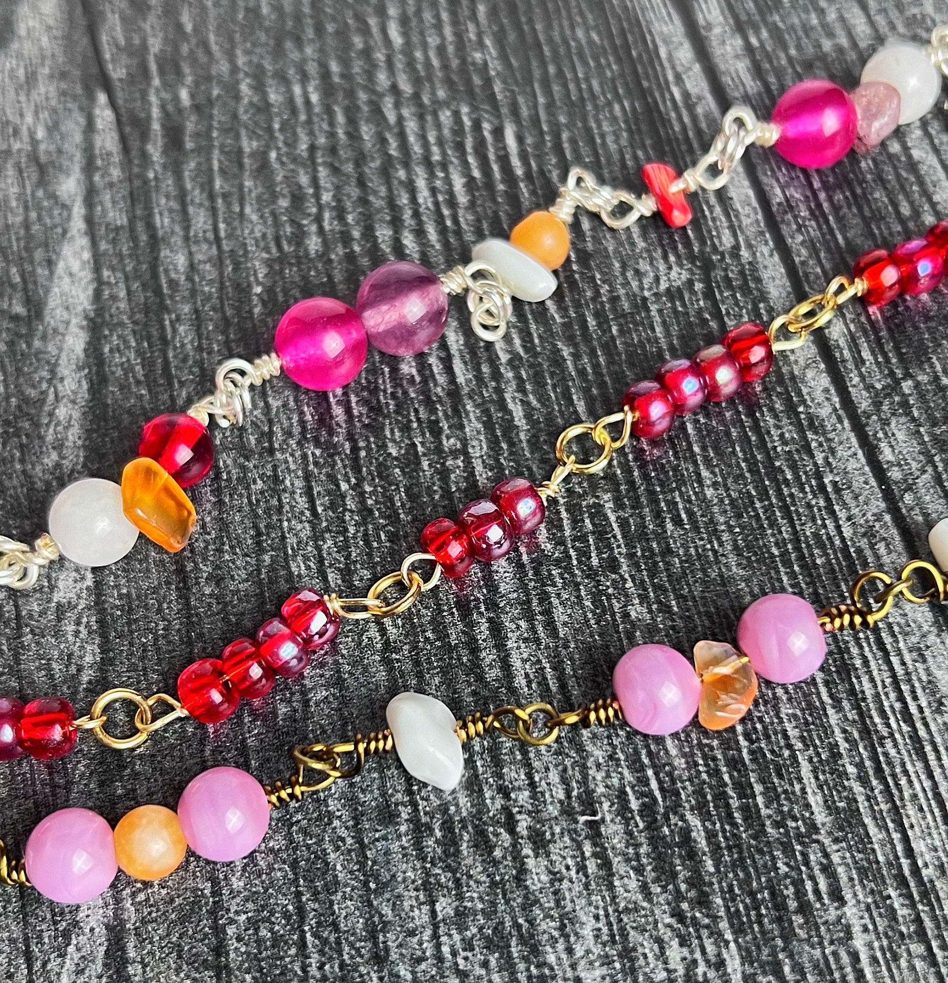 Fiery Glowing Gems Bracelet Stack - Simply Rustic Jewelry