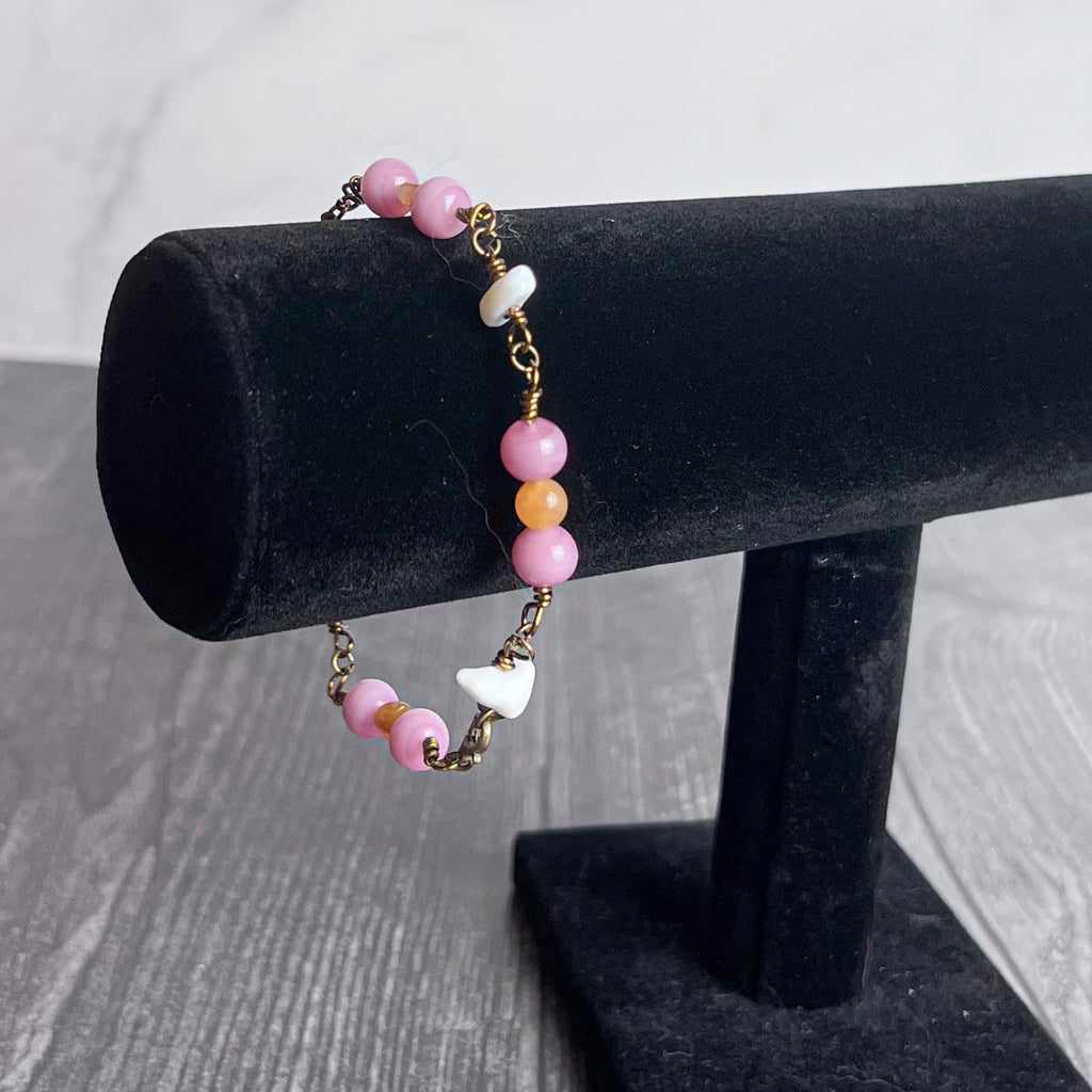Glowing Lantern Bracelet -Handmade Agate Link Bracelet - Simply Rustic Jewelry