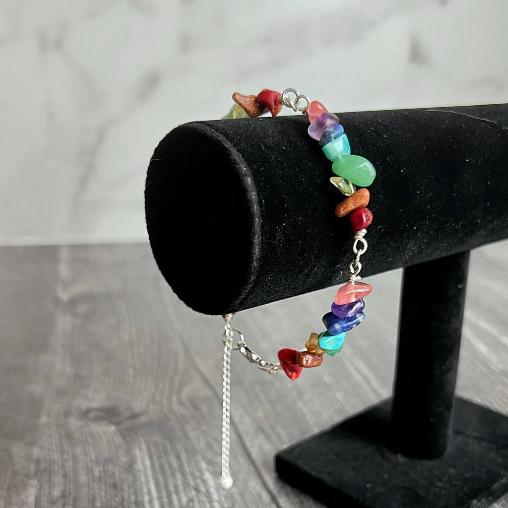 Be Proud Bracelet - Handmade Multicolored Bead Chip Link Bracelet - Simply Rustic Jewelry