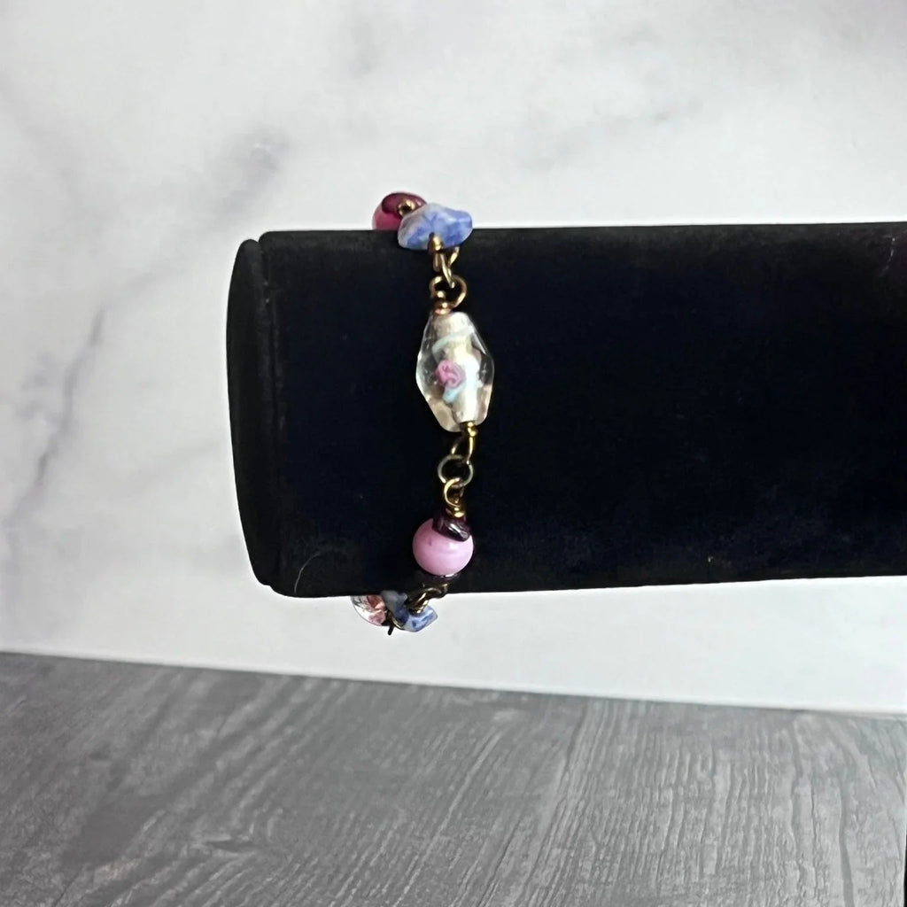 Precious Little Thing Bracelet -Link Bracelet - Agate, Sodalite and Glass - Simply Rustic Jewelry