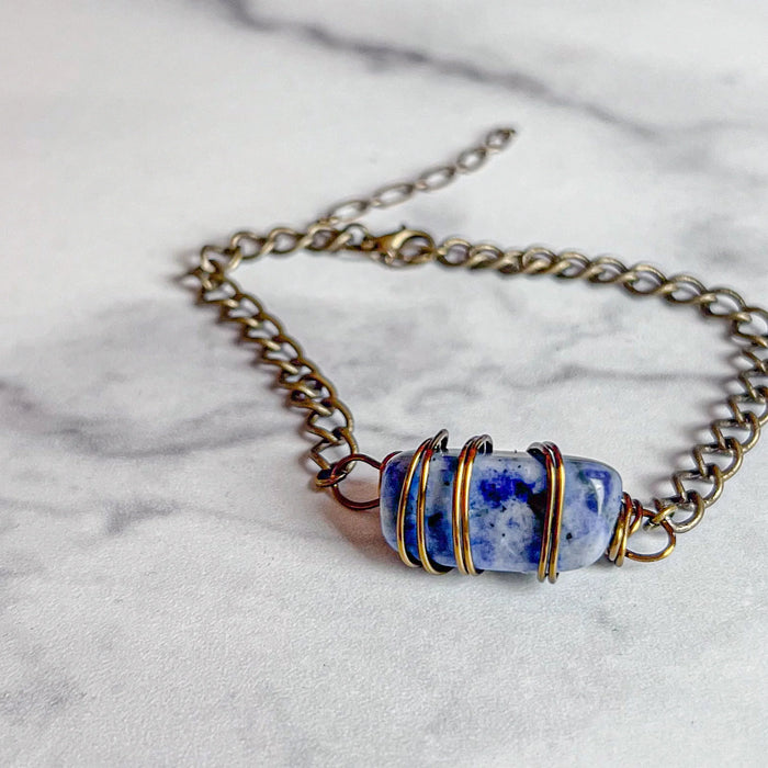 Sovereign Grace Collection -Handmade Matching Sodalite Necklace and Bracelet Set - Simply Rustic Jewelry