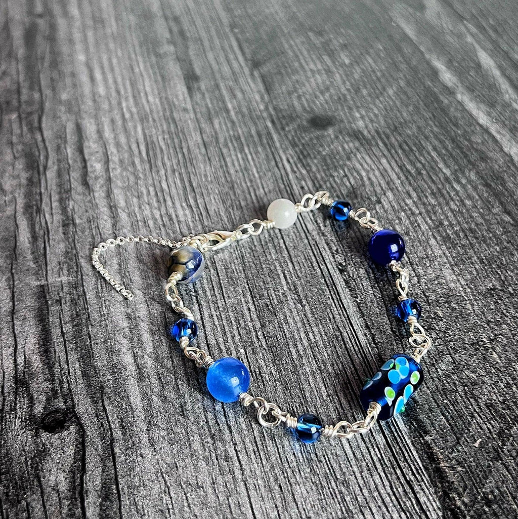Dark Meadows Bracelet - Handmade Glass Beaded Link Bracelet - Simply Rustic Jewelry