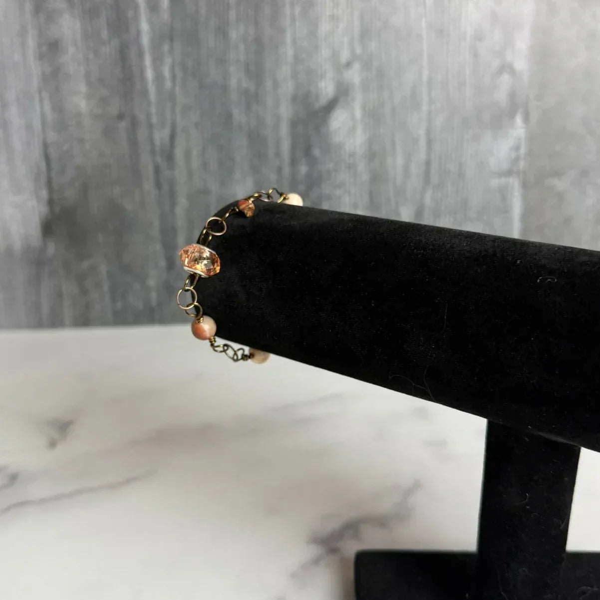 Raw Sienna Bracelet - Handmade Sunstone Link Bracelet - Simply Rustic Jewelry