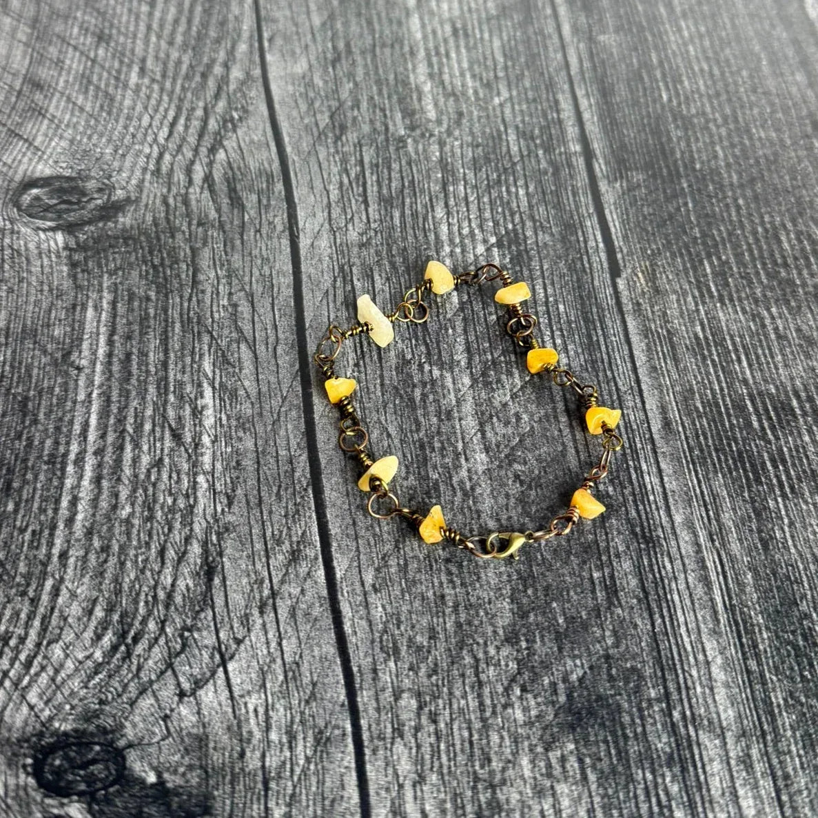 Smoldered Root Bracelet - Citrite Bead Chip Link Bracelet - Simply Rustic Jewelry